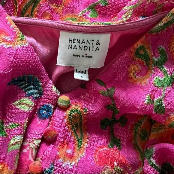 HEMANT AND NANDITA - Fit And Flare Spaghetti Strap Short Dress Fuchsia Siz S - Picture 6 of 8